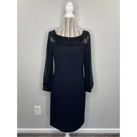 Vintage | Dresses | Vintage 7s Black Sequin Trim Chiffon Sleeve Dress Women 0 Cocktail Semi Formal | Poshmark Vintage | Dresses | Vintage 7s Black Sequin Trim Chiffon Sleeve Dress Women 0 Cocktail Semi Formal | Poshmark